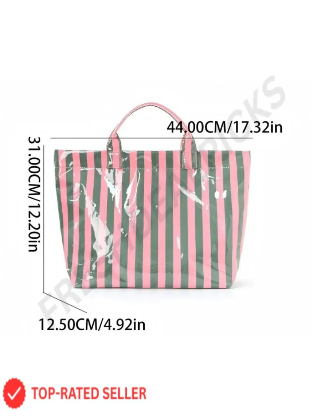 Striped PVC Tote Bag Large Shopping Purse Waterproof Beach